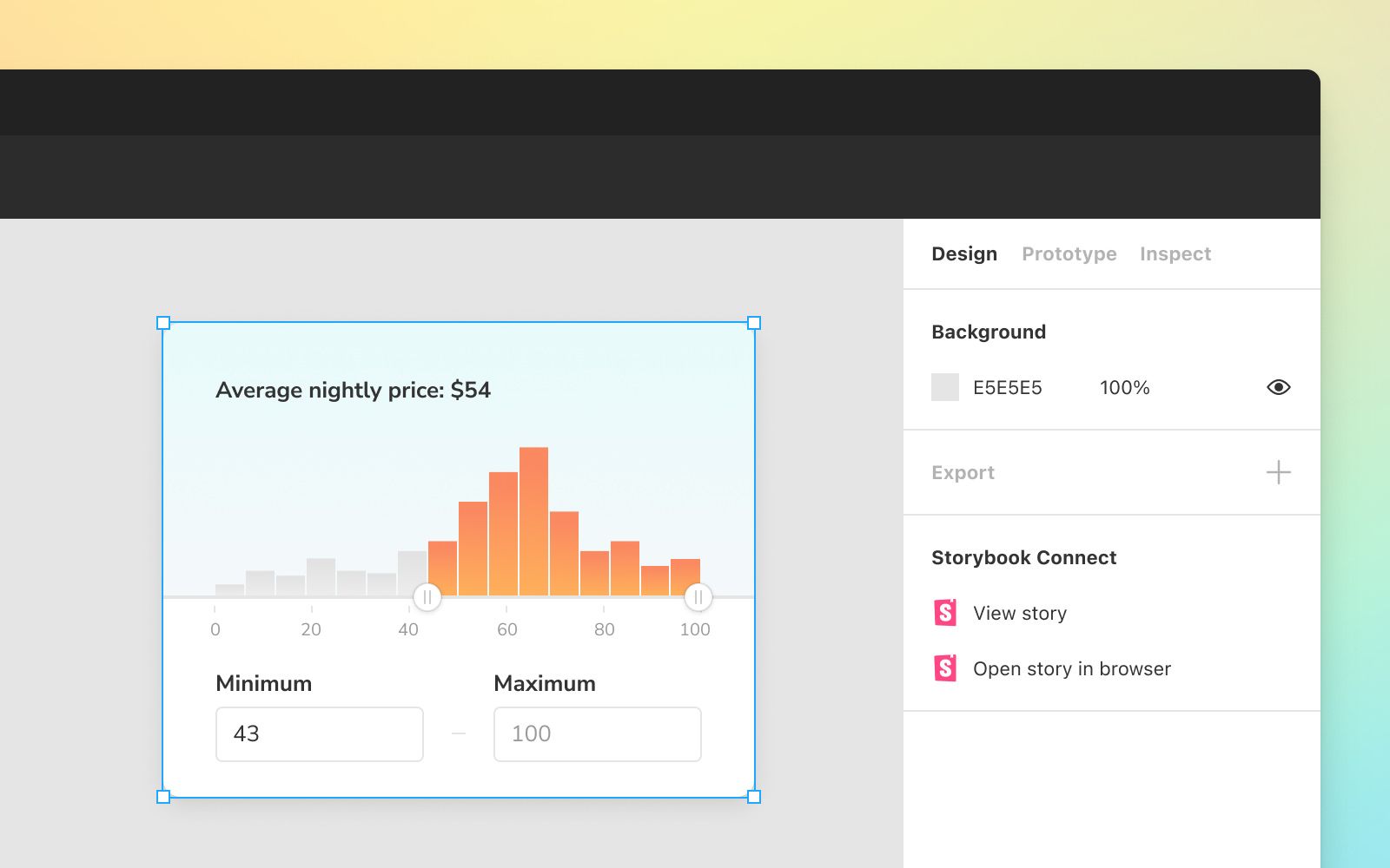 Figma sidebar with Storybook Connect links