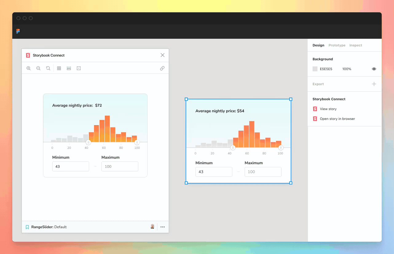 Compare implementation in Storybook to design in Figma