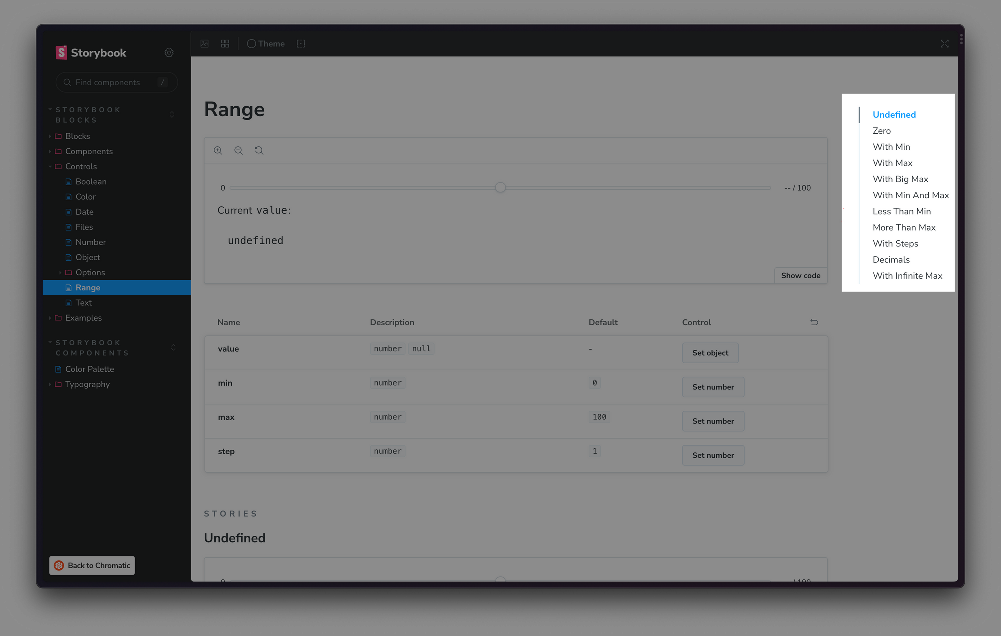 Table of contents for Docs in Storybook's UI