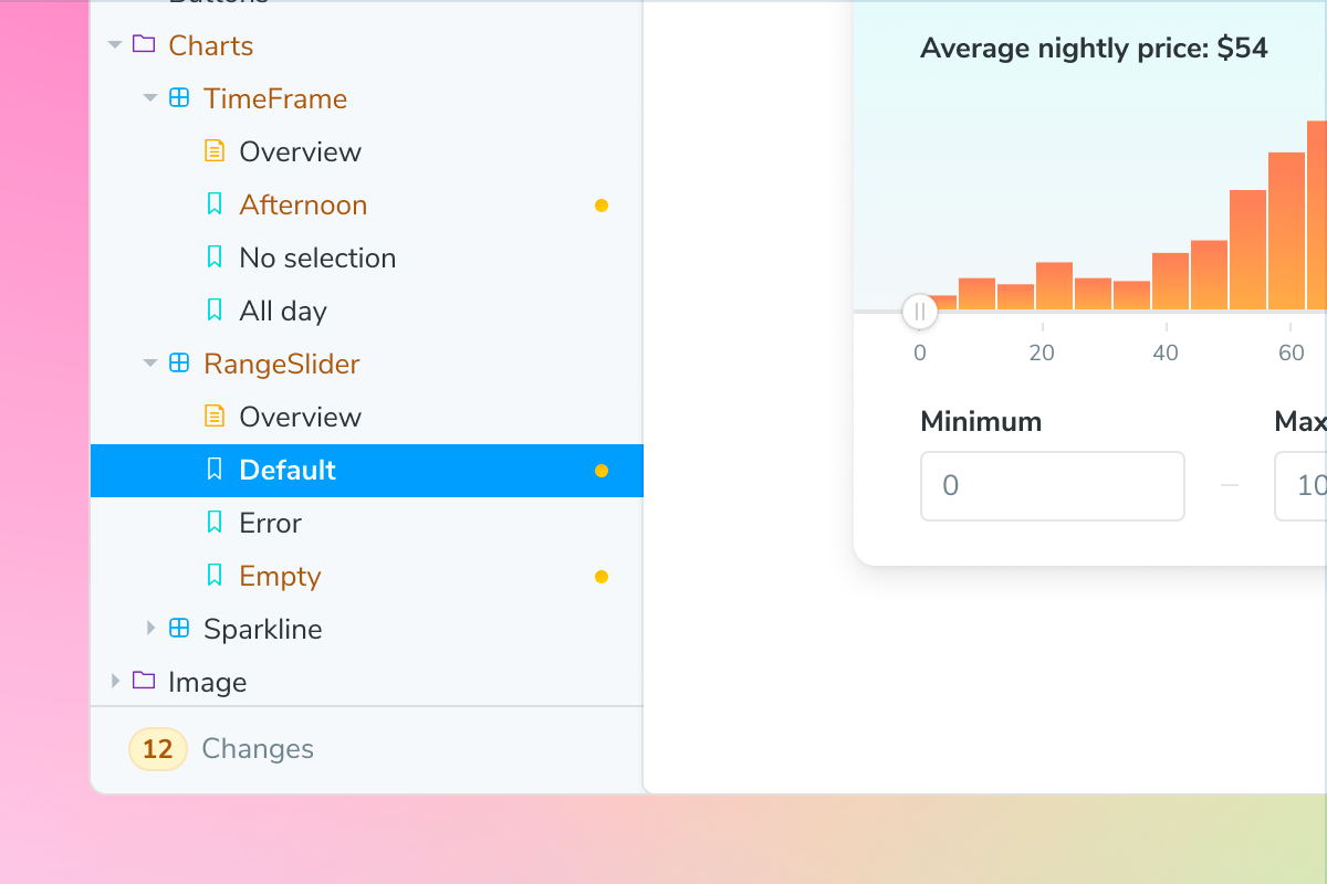 The story status API at work in the Storybook sidebar